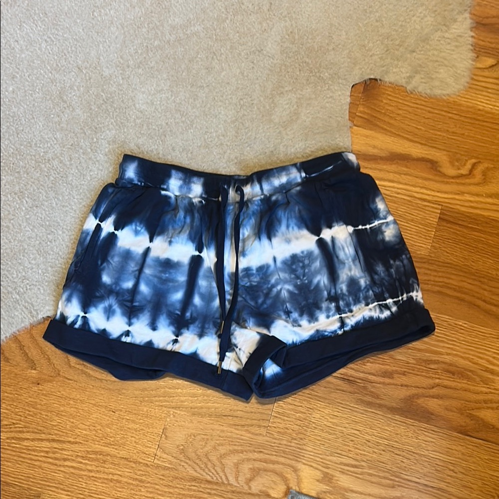 Young Fabulous & Broke Blue and White Athletic Tie-Dye Shorts